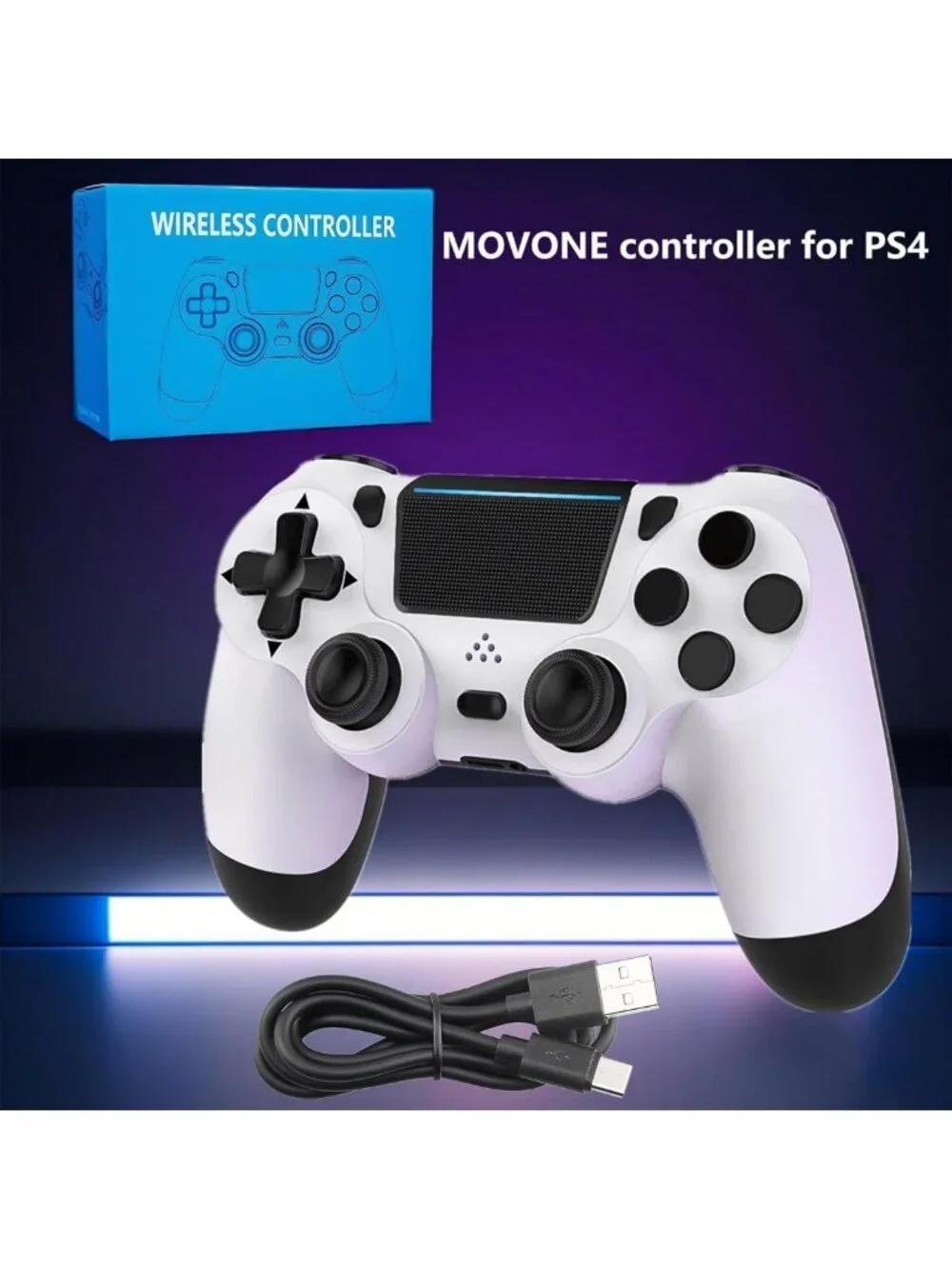 Wireless Game Controller with Dual Vibration for PS4, Slim & Pro - Black